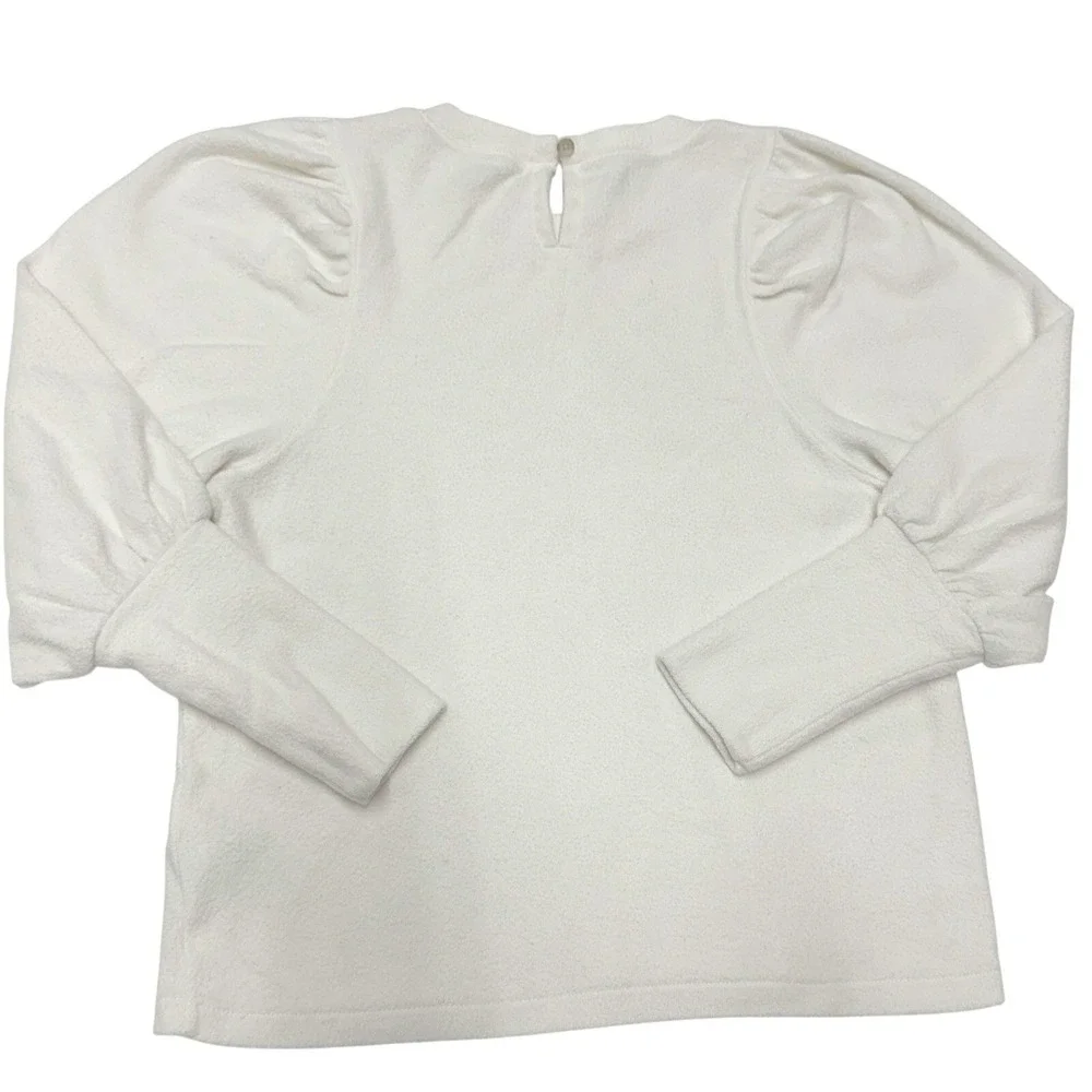 Madewell Shirt Womens XS‎ Cream Brushed Puff Sleeve NG574 Knit Top